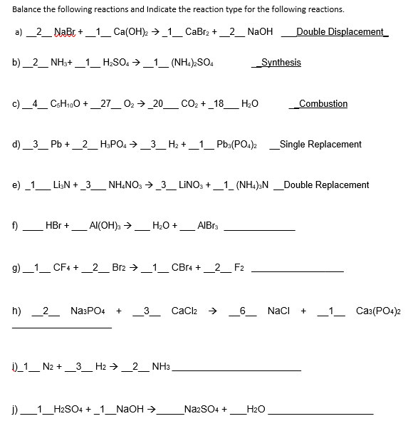 Solved Balance the following reactions and indicate the | Chegg.com