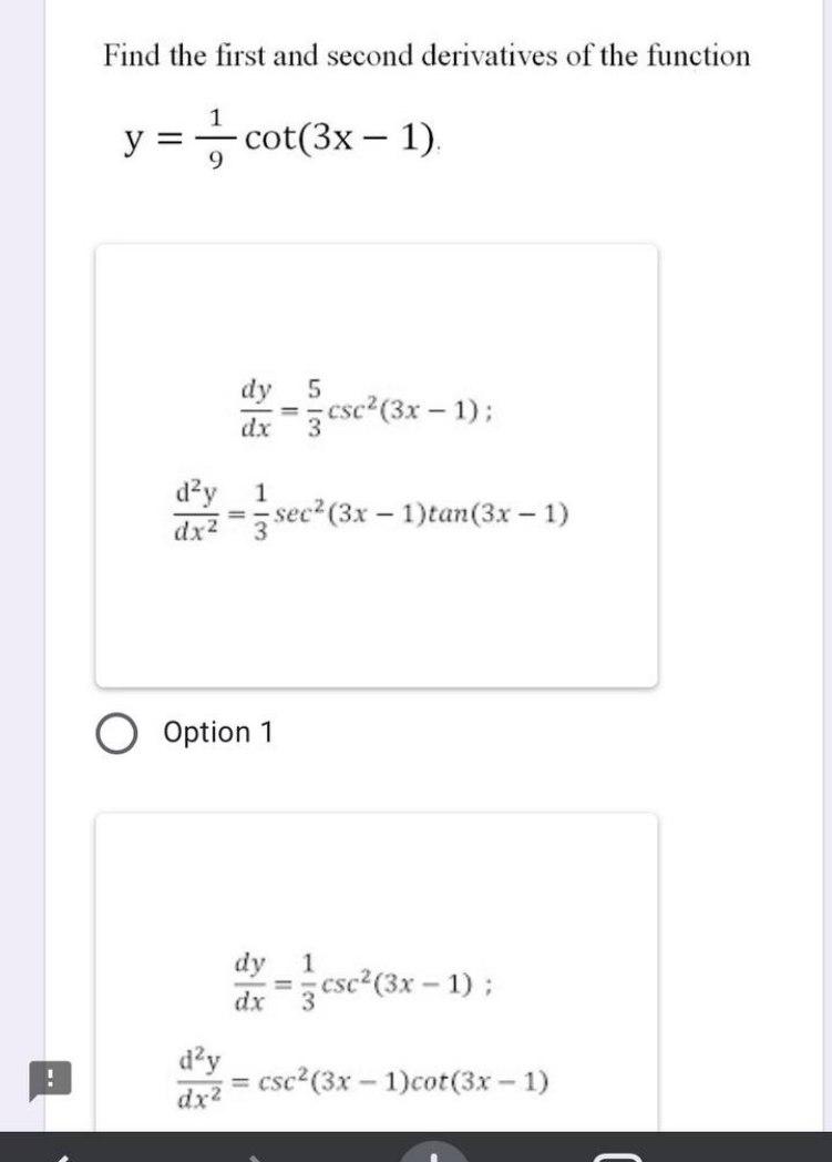 Solved Find the first and second derivatives of the function | Chegg.com
