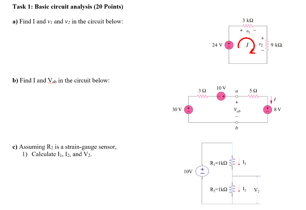 Solved Task 1 Basic circuit analysis (20 Points) a) Find I