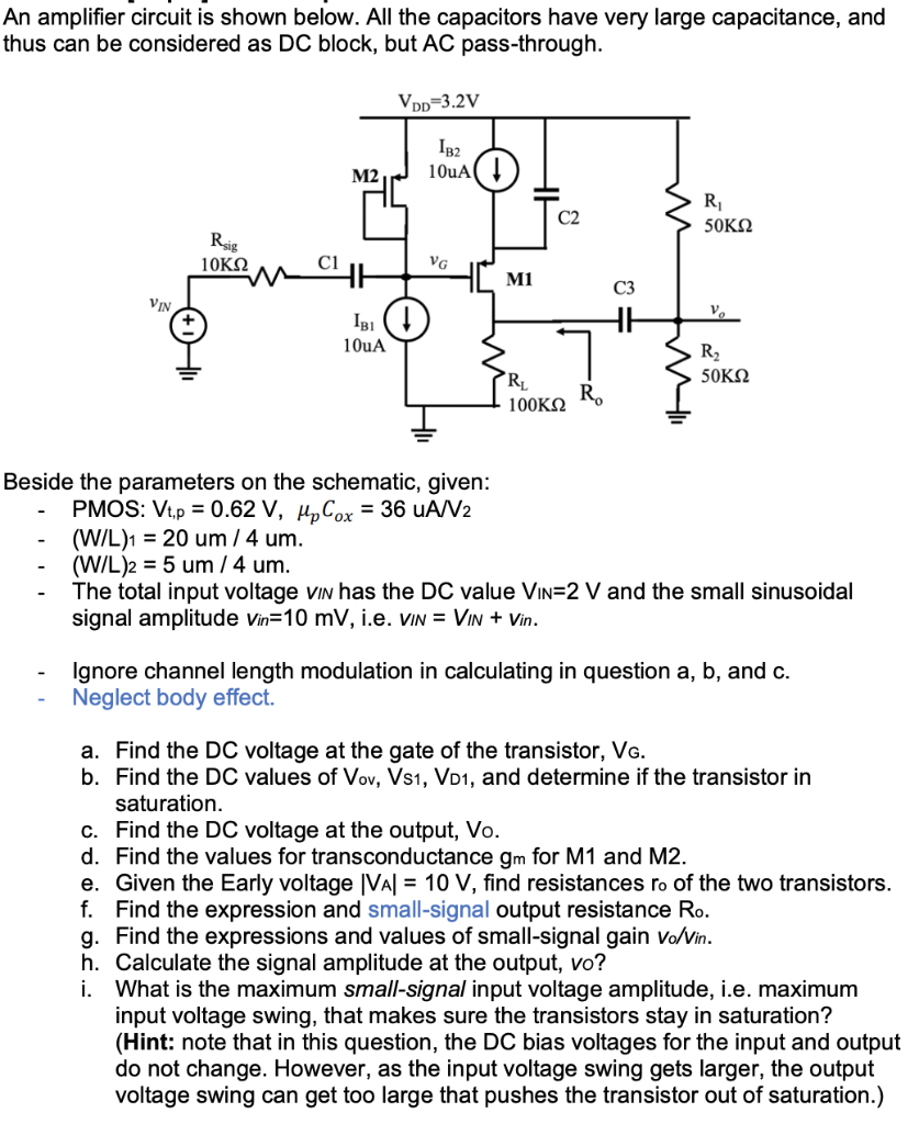 Solved An amplifier circuit is shown below. All the