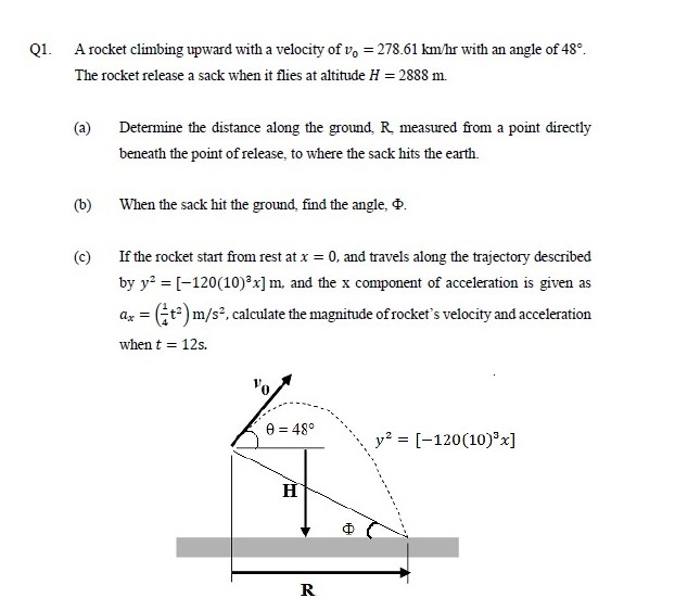 Solved 01. A rocket climbing upward with a velocity of v. = | Chegg.com