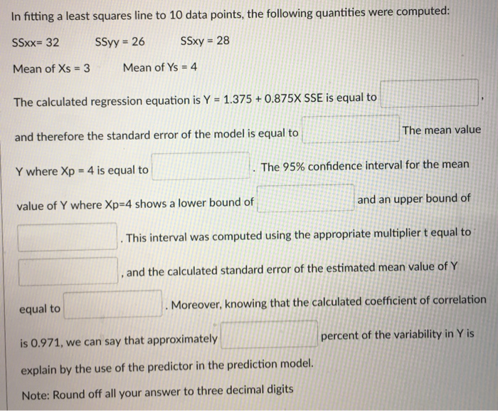 Solved In fitting a least squares line to 10 data points, | Chegg.com