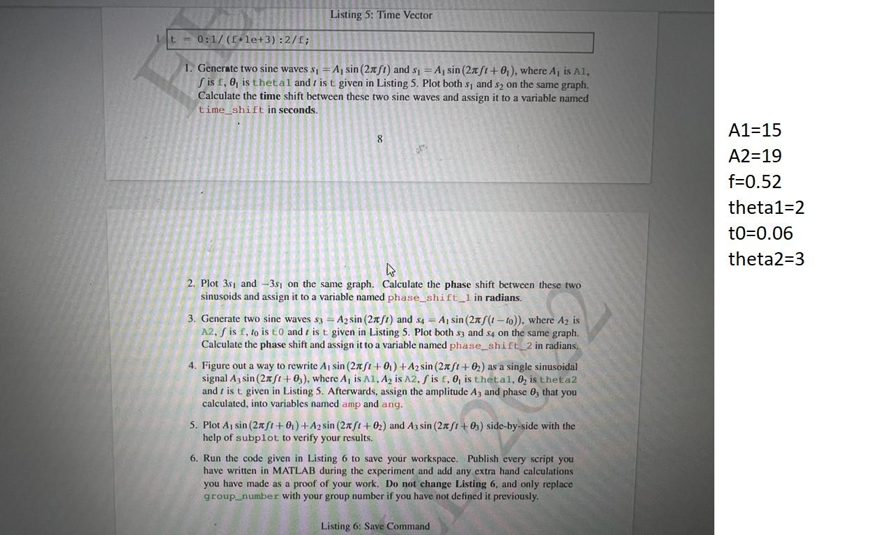Solved 1. Generate two sine waves s1=A1sin(2πft) and | Chegg.com