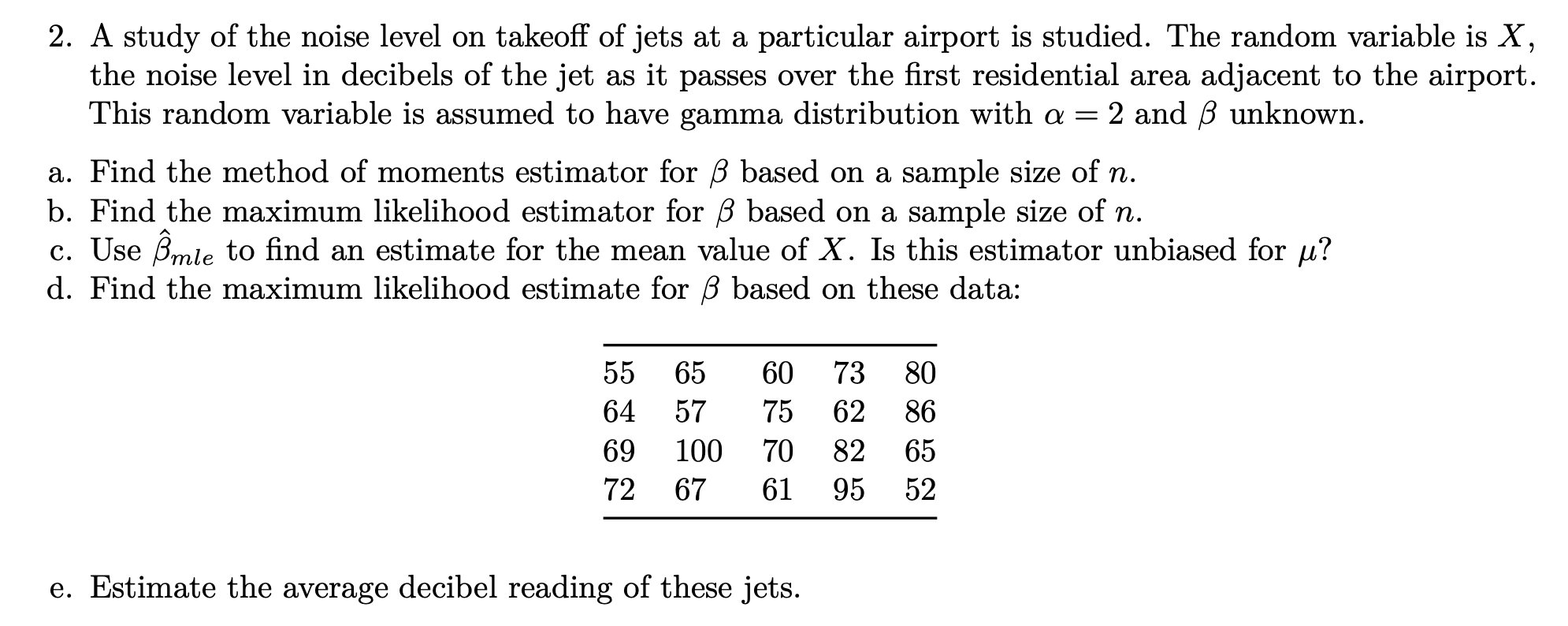 Solved 2. A study of the noise level on takeoff of jets at a | Chegg.com