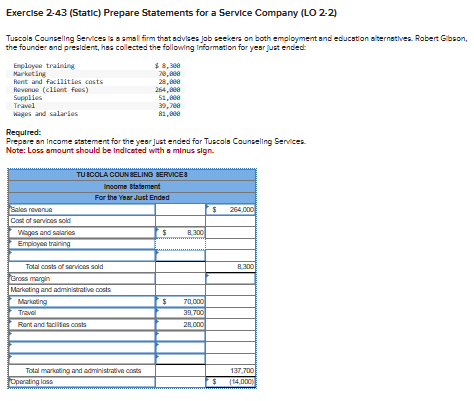Solved Exercise 2-43 (Static) Prepare Statements for a | Chegg.com