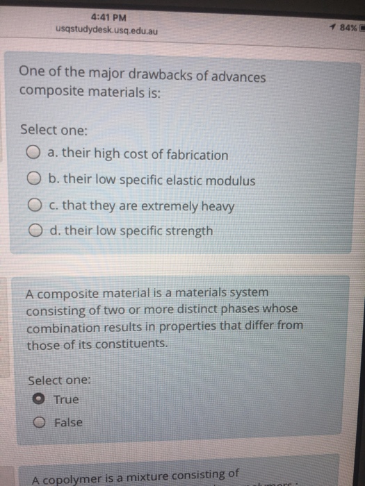 Solved One of the major drawbacks of advances composite | Chegg.com