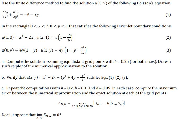 Use the finite difference method to find the solution | Chegg.com