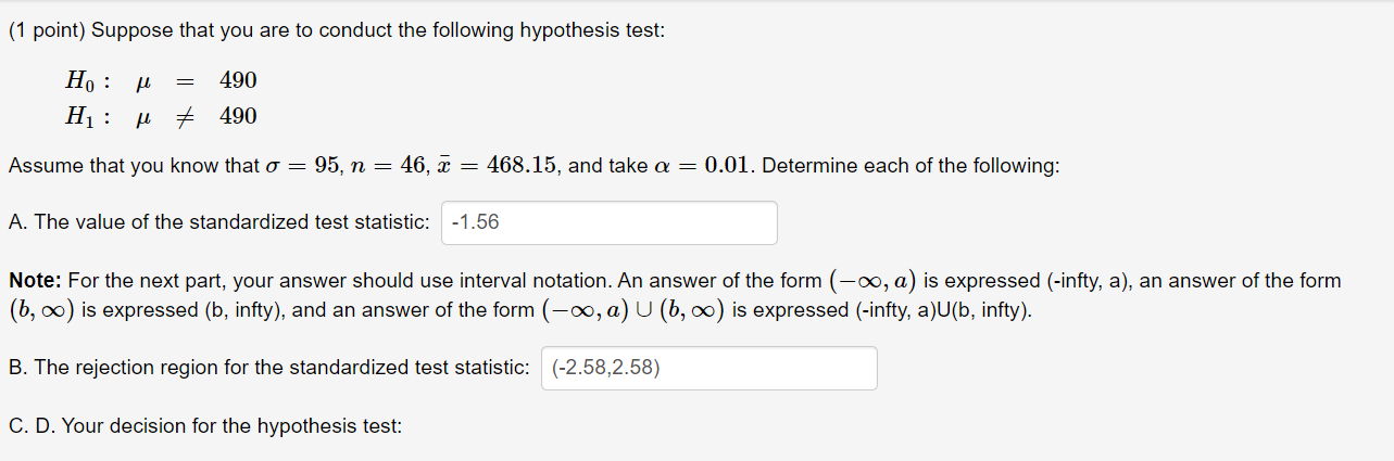 Solved (1 point) Suppose that you are to conduct the | Chegg.com