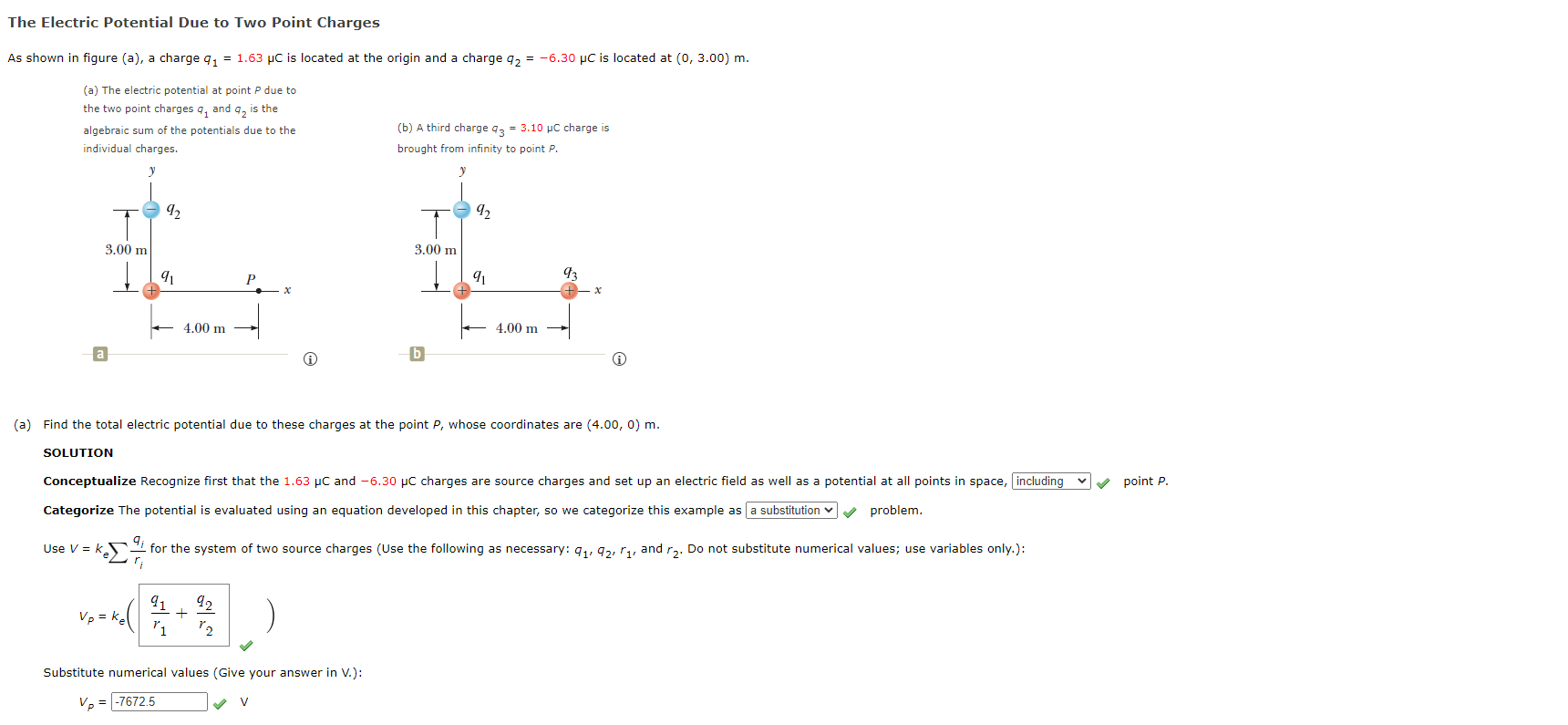 Solved The Electric Potential Due to Two Point Charges As | Chegg.com