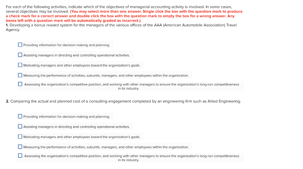 Solved: For Each Of The Following Activities, Indicate Whi... | Chegg.com