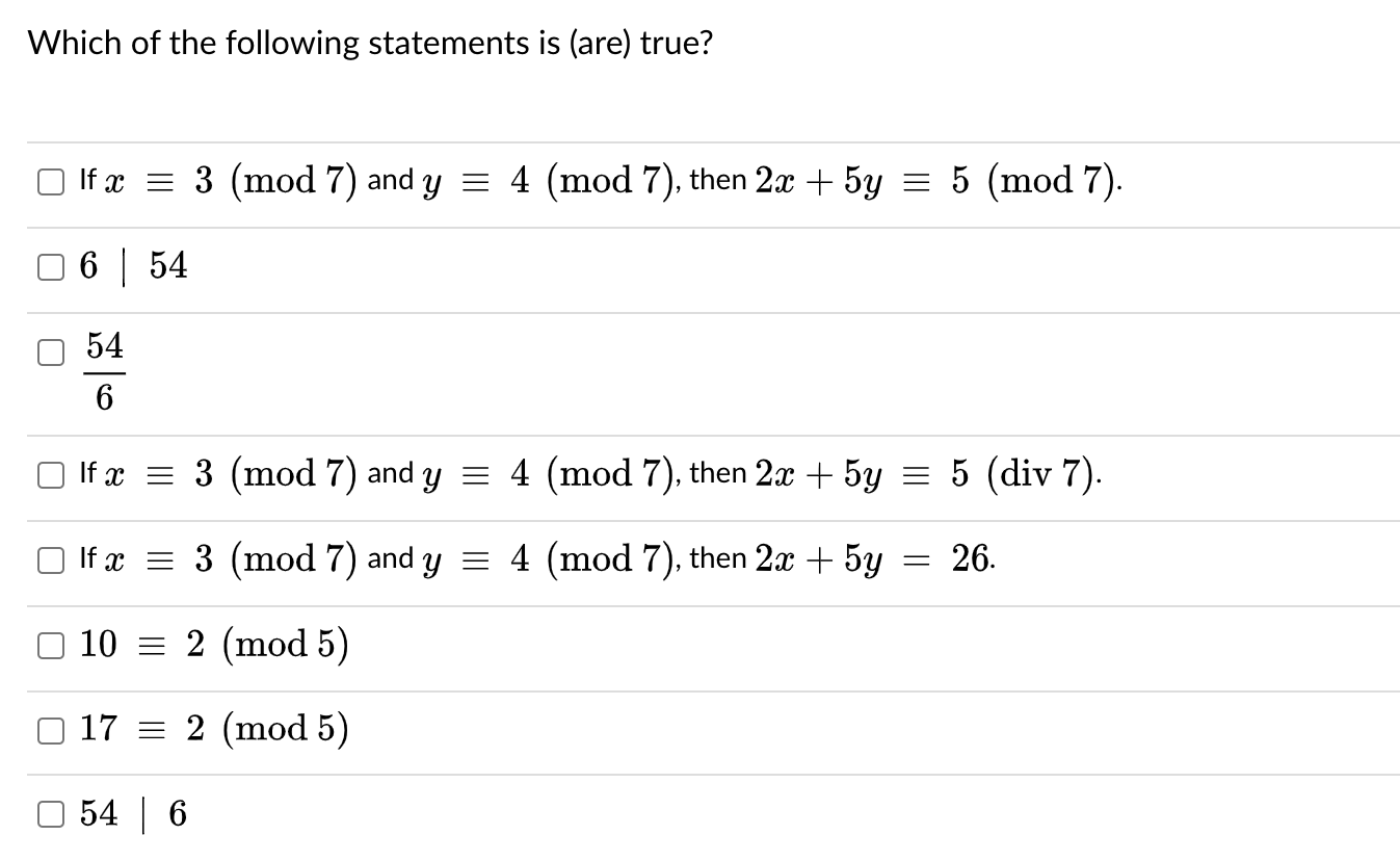 Solved Which of the following statements is (are) true? If x | Chegg.com