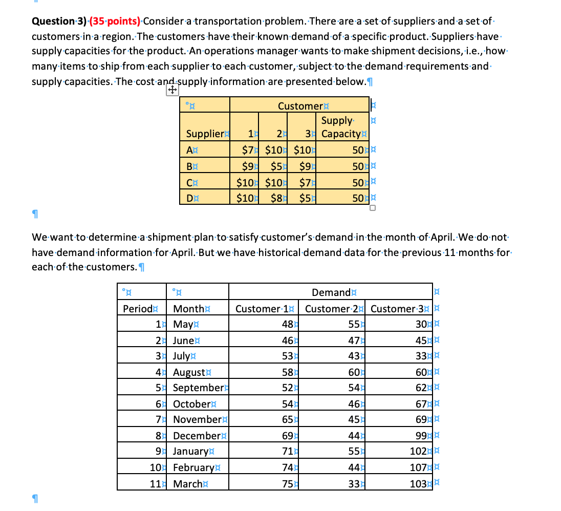 Solved a) Apply the following three forecasting models to | Chegg.com