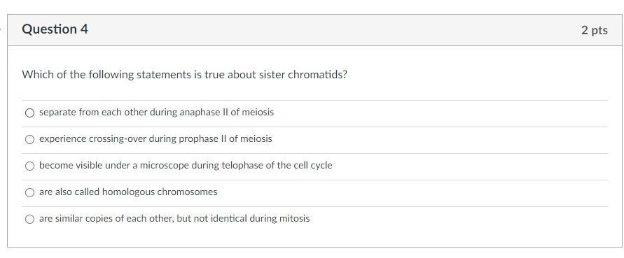 ♎ Which of the following statements about sister chromatids is true