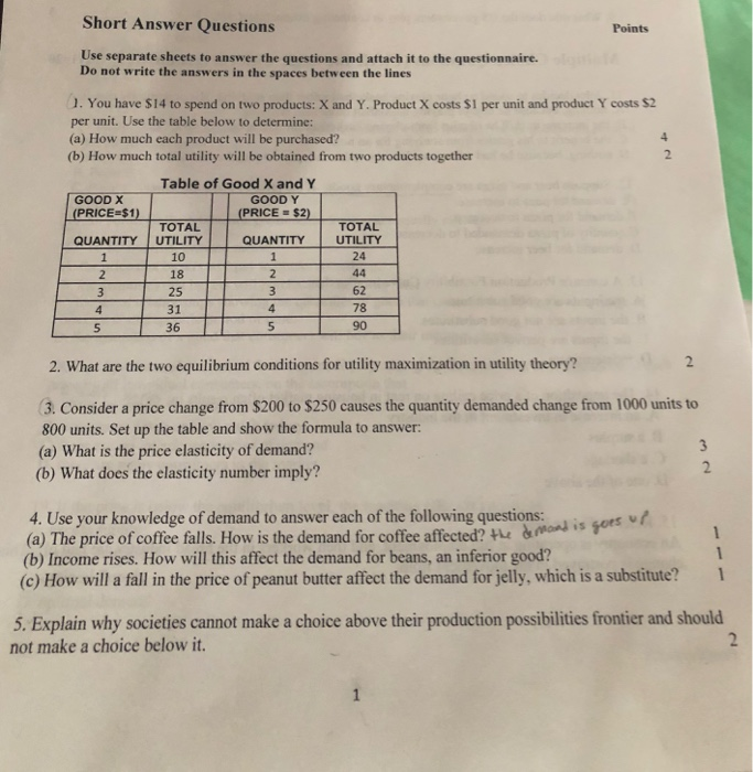 Solved Short Answer Questions Points Use separate sheets to | Chegg.com