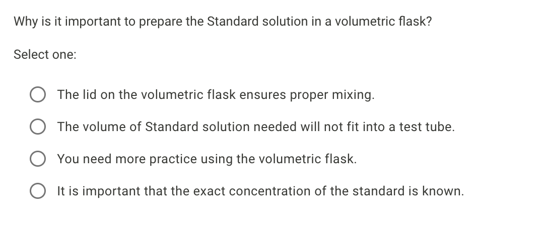 Standard Solution Practical Solved Why is it important to prepare the Standard solution | Chegg.com