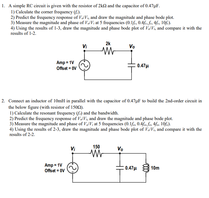 Solved 1. A simple RC circuit is given with the resistor of | Chegg.com