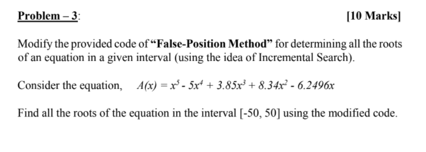 Solved Problem - 3 [10 Marks) Modify the provided code of | Chegg.com