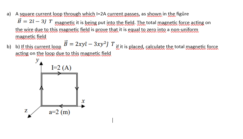 Solved a) A square current loop through which I=2A current | Chegg.com