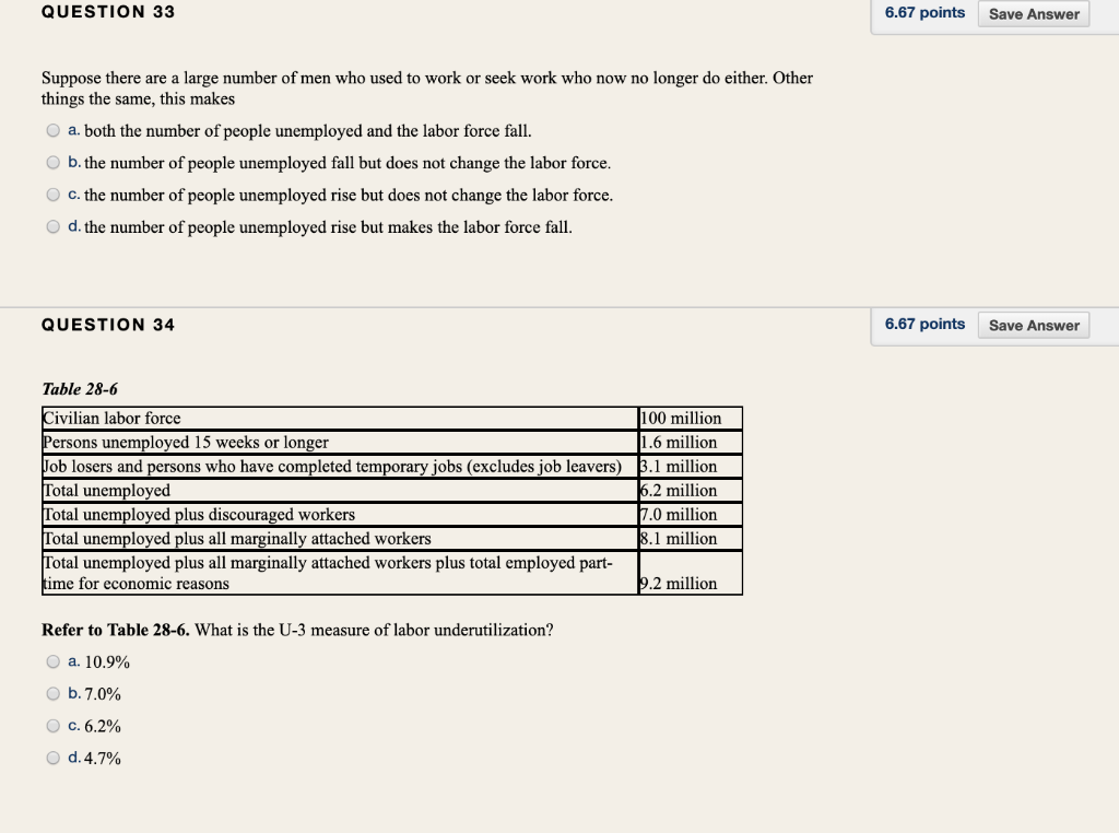 Solved QUESTION 28 6.67 points Save Answer Table 23-4 The | Chegg.com