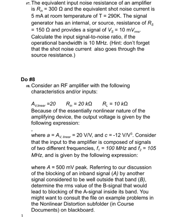 #7. The equivalent input noise resistance of an | Chegg.com