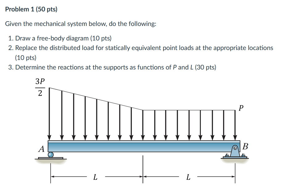 Solved Problem 1 (50 pts) Given the mechanical system below, | Chegg.com