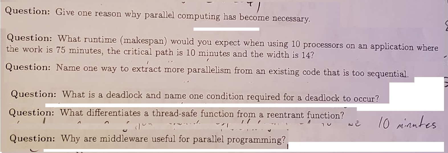 Question: Give one reason why parallel computing has | Chegg.com