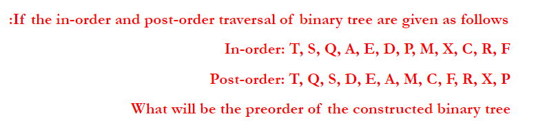 Solved If The In Order And Post Order Traversal Of Binary Chegg Com