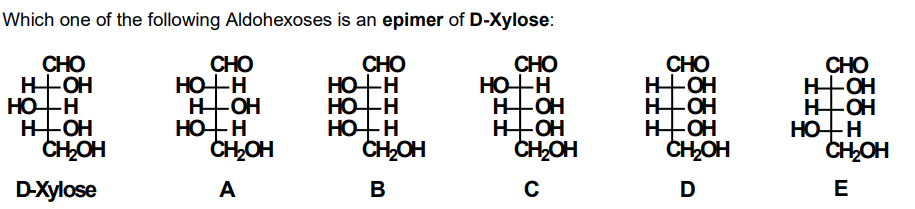Solved Which one of the following Aldohexoses is an epimer | Chegg.com