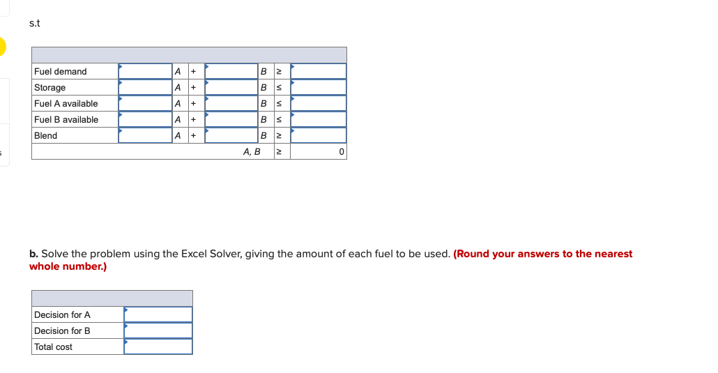 Solved Logan Manufacturing wants to mix two fuels, A and B,
