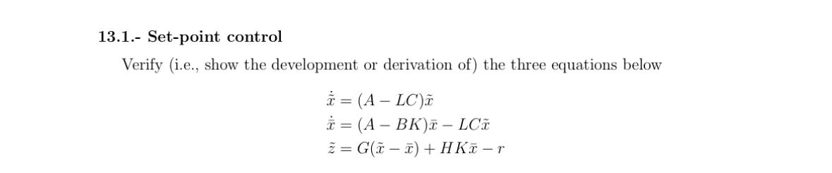 Solved 13.1.- Set-point control Verify (i.e., show the | Chegg.com