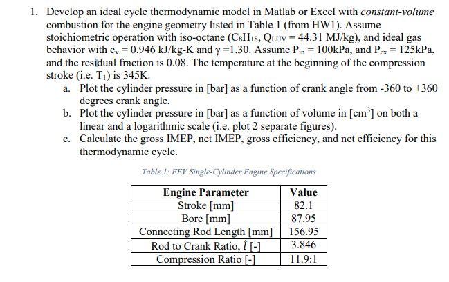 Solved a 1. Develop an ideal cycle thermodynamic model in | Chegg.com