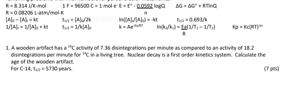 Solved N R 8 314 J K Mol 1 F C 1 Mol E E E Chegg Com