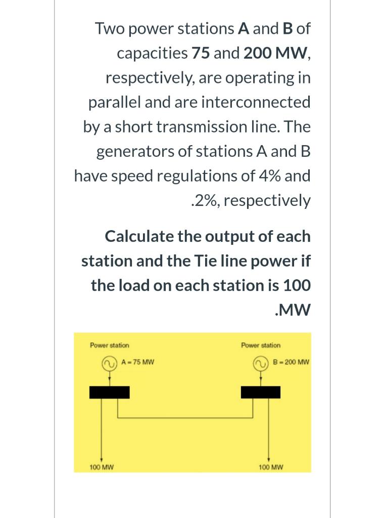 Solved Two Power Stations A And B Of Capacities 75 And 200 | Chegg.com