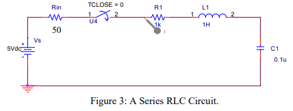 Solved TCLOSE = 0 2 Rin W 50 R1 w 1k L1 1 m 2 1H 14 Vs 5Vdc | Chegg.com