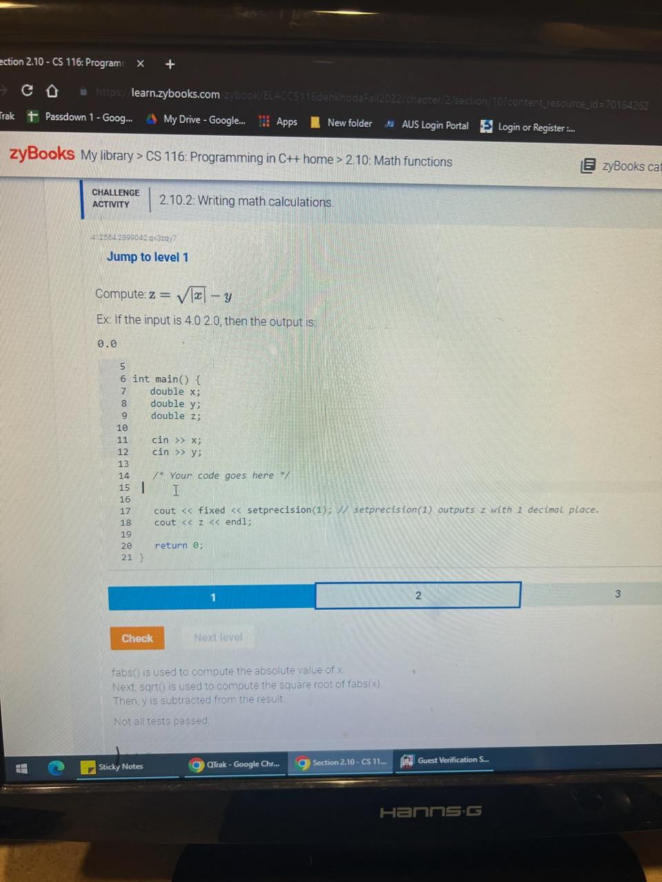 Solved Jump to level 1 Compute: z=∣x∣−y Ex: If the input is | Chegg.com
