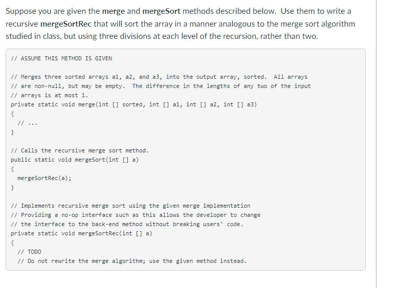 Suppose you are given the merge and merge Sort | Chegg.com