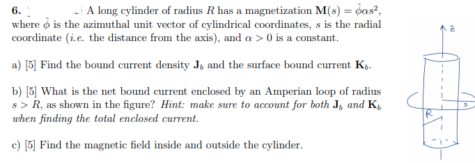 12 6 A Long Cylinder Of Radius R Has A Magnetiz Chegg Com