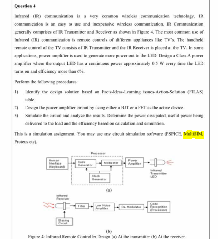 Solved Question 4 Infrared (IR) communication is a very Circuit Diagram