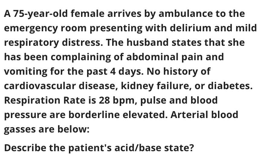 Solved A 75-year-old female arrives by ambulance to | Chegg.com