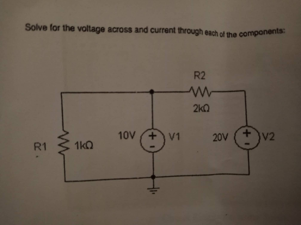 Solved Solve for the voltage across and current through each | Chegg.com