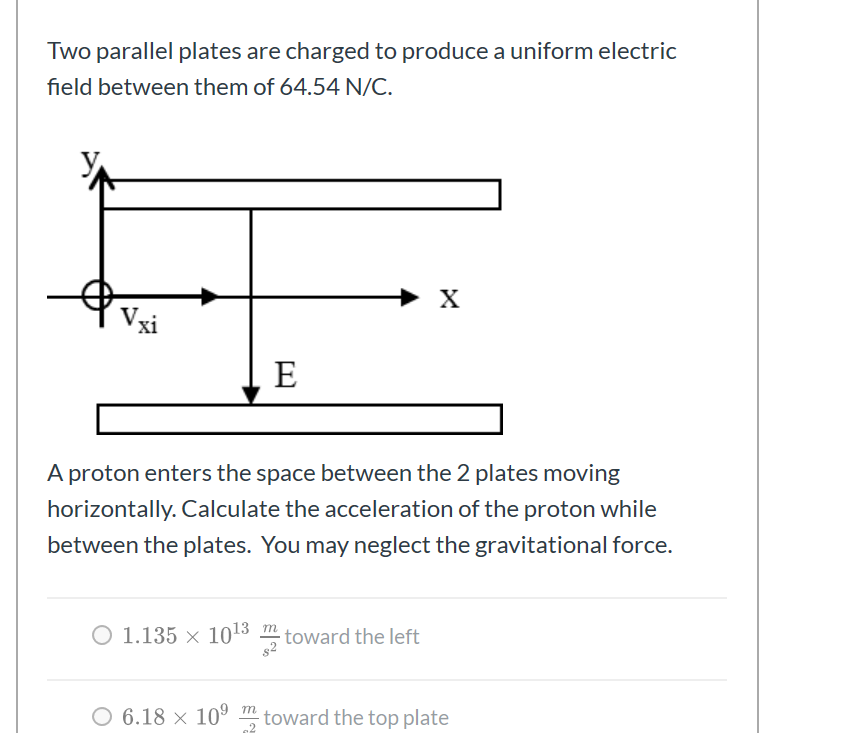 Solved Two parallel plates are charged to produce a uniform | Chegg.com