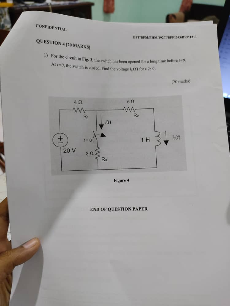 Solved 1) For the circuit in Fig. 3, the switch has been | Chegg.com