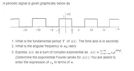 Solved A periodic signal is given graphically below as x(1) | Chegg.com