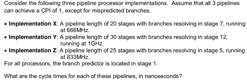 Solved Consider The Following Three Pipeline Processor | Chegg.com