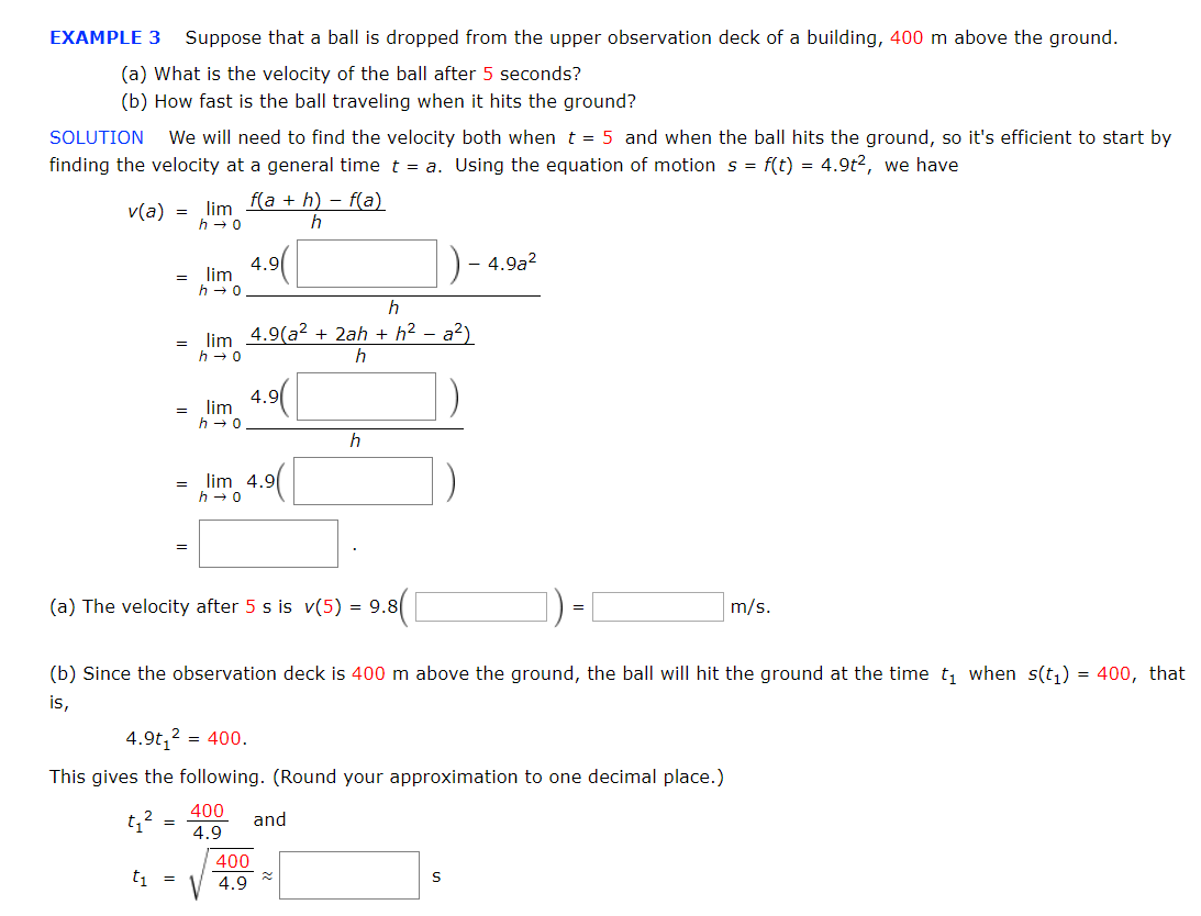 Solved EXAMPLE 3 Suppose that a ball is dropped from the