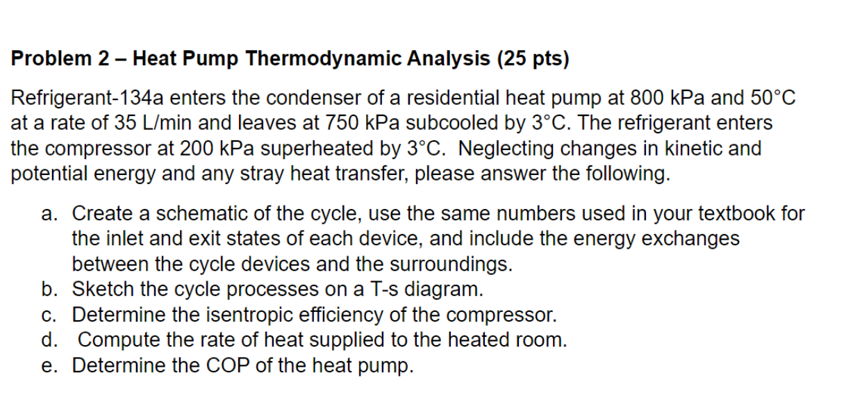 Solved Problem 2 - Heat Pump Thermodynamic Analysis (25 pts) | Chegg.com