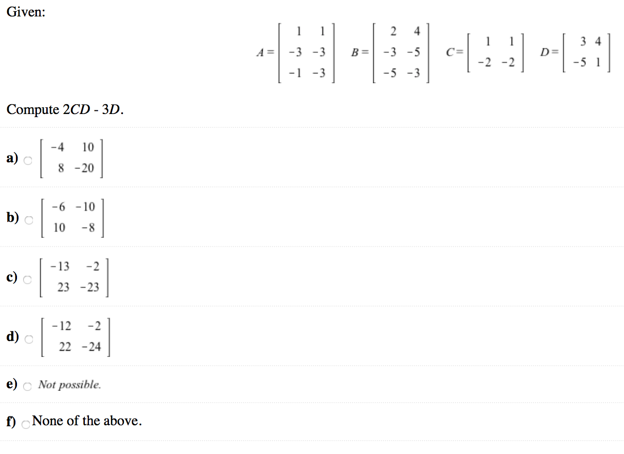 Solved Given: 1 A = -3 -3 | -1 -3 | | 2 41 B= -3 -5| | -5 -3 | Chegg.com