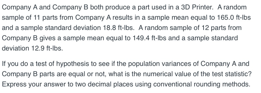 Solved Company A And Company B Both Produce A Part Used In A | Chegg.com