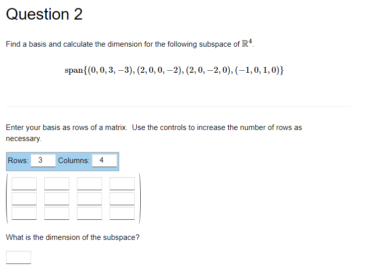 Solved Find A Basis And Calculate The Dimension For The | Chegg.com