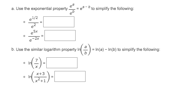 Solved A. Use The Exponential Property B To Simplify The | Chegg.com